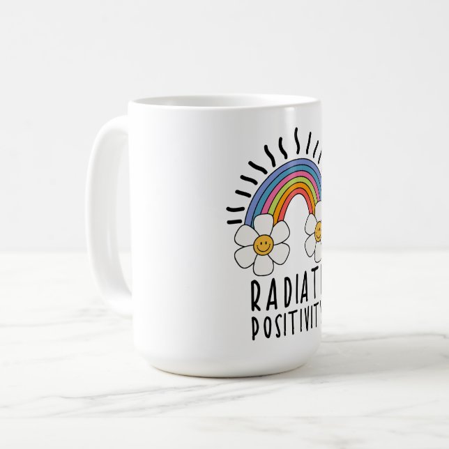 Radierposition | Farbiger Regenbogen und Blume Kaffeetasse (Vorderseite Links)