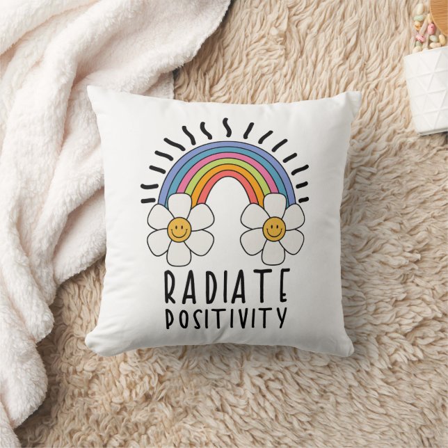 Radierposition | Farbiger Regenbogen und Blume Kissen (Decke)