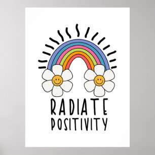 Radierposition   Farbiger Regenbogen und Blume Poster