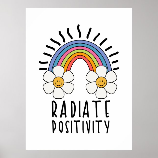 Radierposition | Farbiger Regenbogen und Blume Poster (Vorne)