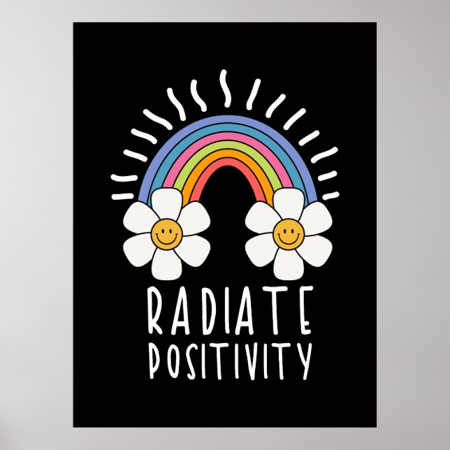 Radierposition | Farbiger Regenbogen und Blume Poster (Vorne)