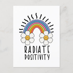 Radierposition Farbiger Regenbogen und Blume Postkarte