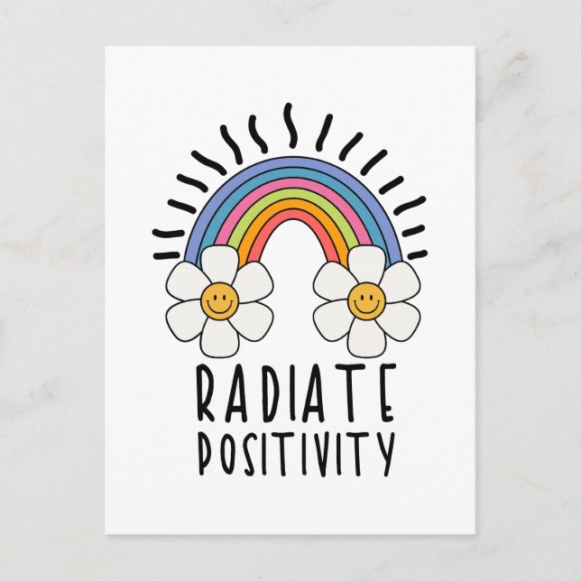 Radierposition | Farbiger Regenbogen und Blume Postkarte (Vorderseite)