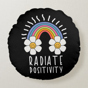 Radierposition   Farbiger Regenbogen und Blume Rundes Kissen