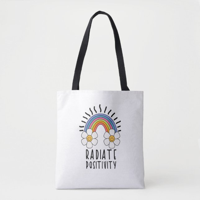 Radierposition | Farbiger Regenbogen und Blume Tasche (Vorderseite)