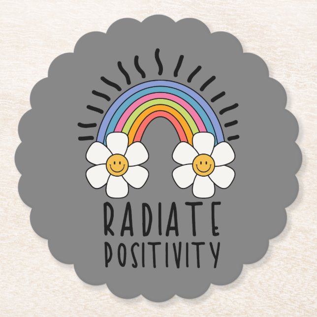 Radierposition | Farbiger Regenbogen und Blume Untersetzer (Vorderseite)