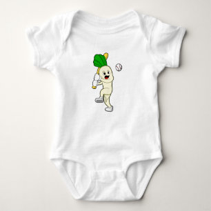 Radieschen Baseball mit Baseballschläger Baby Strampler