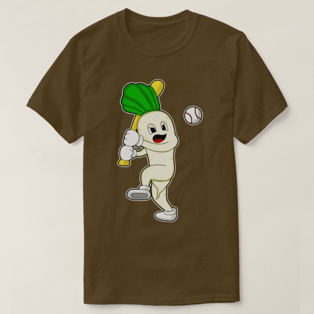 Radieschen Baseball mit Baseballschläger T-Shirt (Design vorne)