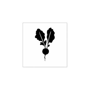 Radiesgarten Gemüsepflanze Rustikaler Linoschnitt  Gummistempel