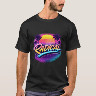 Radikale 80er Retro-Synthwave-Neon-Illustration T-Shirt