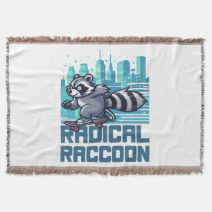 Radikaler Raccoon Urban Skateboarder Decke