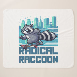 Radikaler Raccoon Urban Skateboarder Sherpadecke