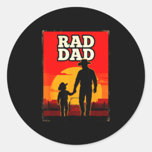Radikaler Vater und Sohn Rodeo Western Sonnenunter Runder Aufkleber