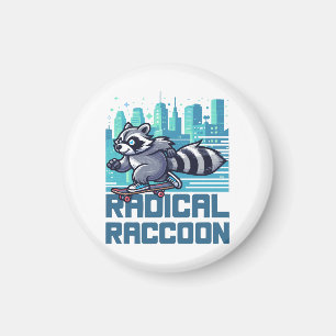 Radikaler Waschbär städtischer Skateboarder Magnet