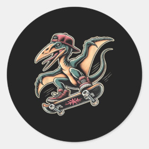 Radikales Skateboarding Pterodactylus Dinosaur Car Runder Aufkleber
