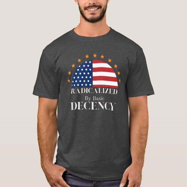 Radikalisiert durch Basic Decallé USA Flag T-Shirt (Vorderseite)