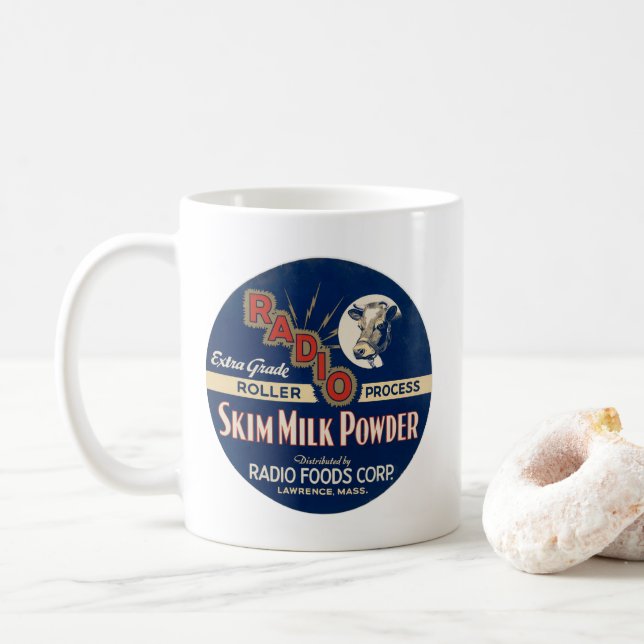 Radio Extra Grade Roller Process Skim Milk Pulver. Kaffeetasse (Mit Donut)