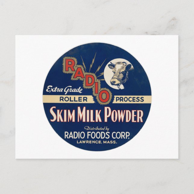 Radio Extra Grade Roller Process Skim Milk Pulver. Postkarte (Vorderseite)