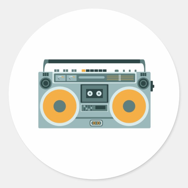 Radio Kassette Player Runder Aufkleber (Vorderseite)