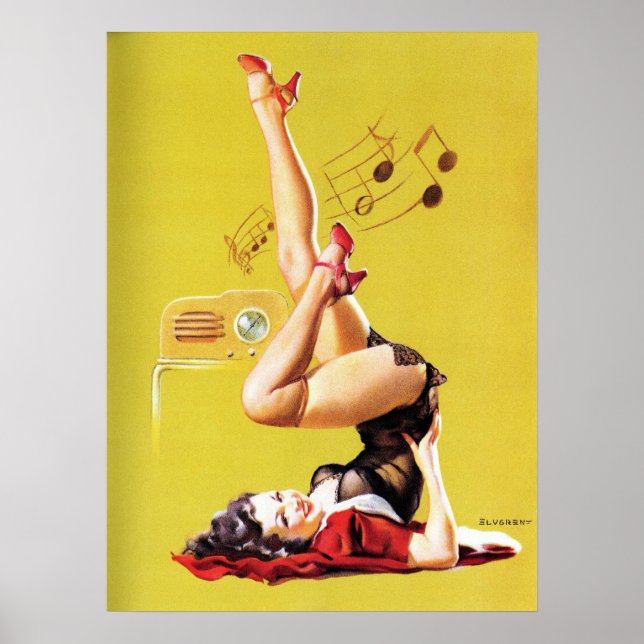 Radio Play Vintage Pin Up Poster (Vorne)