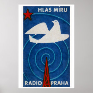 Radio Praha Voice of Peace Dove - Streichholzschac Poster