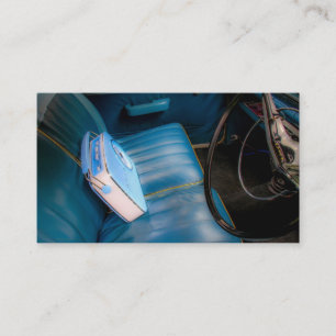 Radio über Blue Leather Car Seats Business Cards Visitenkarte