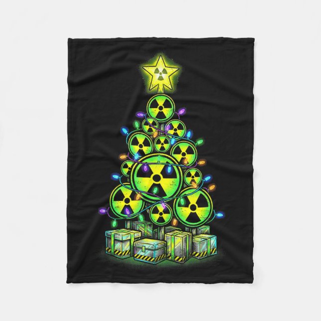 Radioactive Christmas Tree Graphic Nuclear Warning Fleecedecke (Vorderseite)