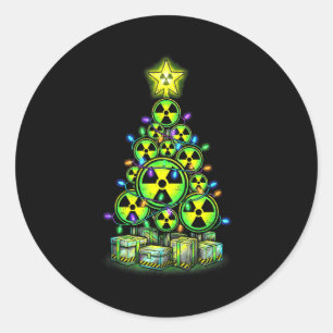 Radioaktiver Weihnachtsbaum Grafik Nuklearwarnung Runder Aufkleber