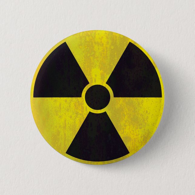 Radioaktives Warnzeichen| Coole Grunge Button (Vorderseite)