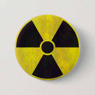 Radioaktives Warnzeichen Coole Grunge Button