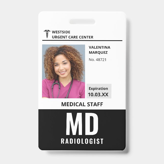 Radiologe MD-ID-Foto-Logo-Abzeichen Ausweis (Vorderseite)