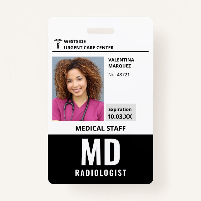 Radiologe MD-ID-Foto-Logo-Abzeichen Ausweis (Vorderseite)