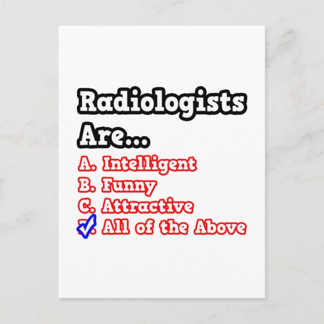 Radiologe Quiz...Joke Postkarte (Vorderseite)
