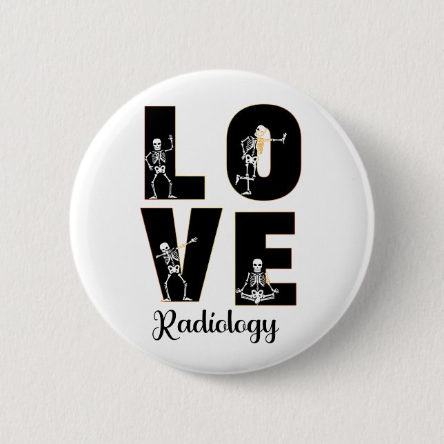 Radiologie Liebe Radiologe Skeleton XRay Button (Vorderseite)