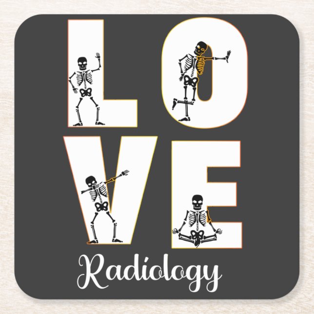Radiologie Liebe Radiologe Skeleton XRay   Rechteckiger Pappuntersetzer (Vorderseite)