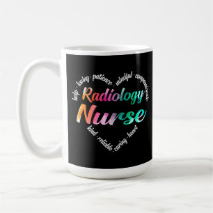 Radiologie nährt Herz Word Cloud Watercolor Kaffeetasse