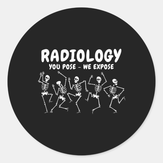 Radiologie Sie Pose, wir entdecken tanzendes Skele Runder Aufkleber (Vorderseite)