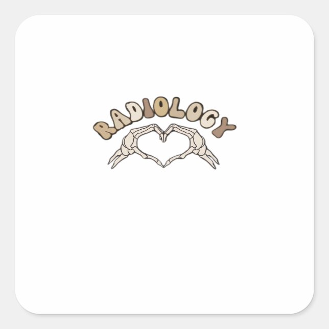 Radiologie Skeleton Heart Hands Classic Quadratischer Aufkleber (Vorderseite)