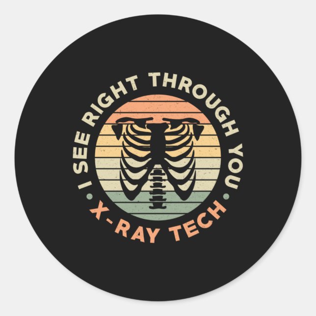 Radiologie Tech sieht direkt durch X-Ray Tech Runder Aufkleber (Vorderseite)
