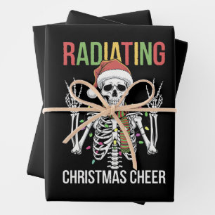 Radiologie-Weihnachts-Santa-Skelett-Röntgen-Techni Geschenkpapier Set