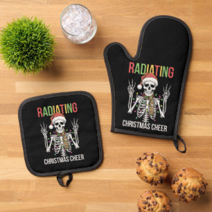 Radiologie-Weihnachts-Santa-Skelett-Röntgenassiste Ofenhandschuh & Topflappen-Set