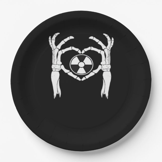 Radiologie X-Ray Tech Heart Shaped Skeleton Hands  Pappteller (Vorderseite)