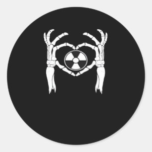 Radiologie X-Ray Tech Heart Shaped Skeleton Hands  Runder Aufkleber