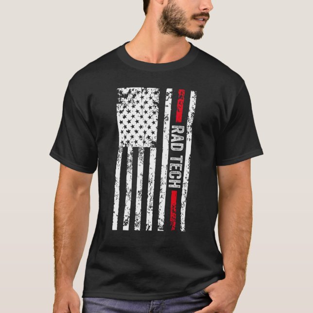 Radiologiker Krass Tech US Flag Radiology T-Shirt (Vorderseite)