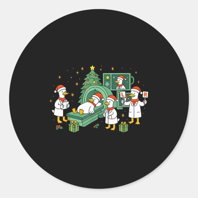 Radiology Funny Goose Ct Scan Christmas Xray Nurse Runder Aufkleber (Vorderseite)