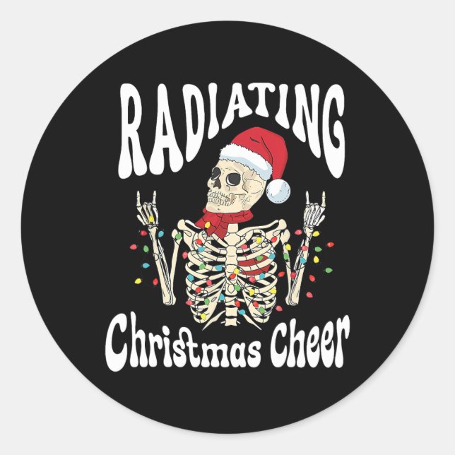 Radiology Radiating Christmas Cheer X-ray Rad Tech Runder Aufkleber (Vorderseite)