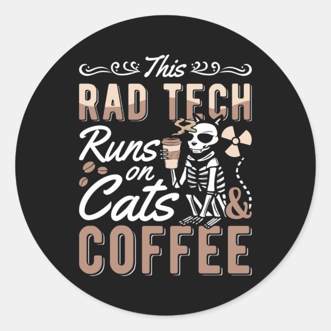 Radiology This Rad Tech Runs Cats And Coffee Xray Runder Aufkleber (Vorderseite)
