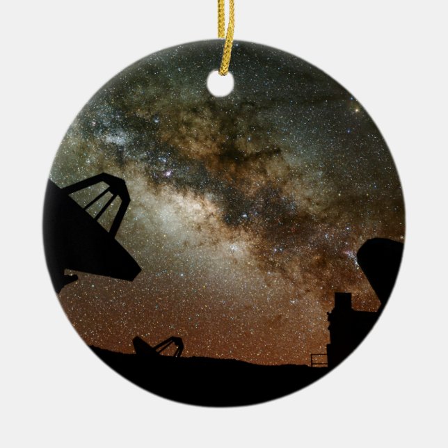 Radioteleskope und Milchstraße Keramik Ornament (Vorne)