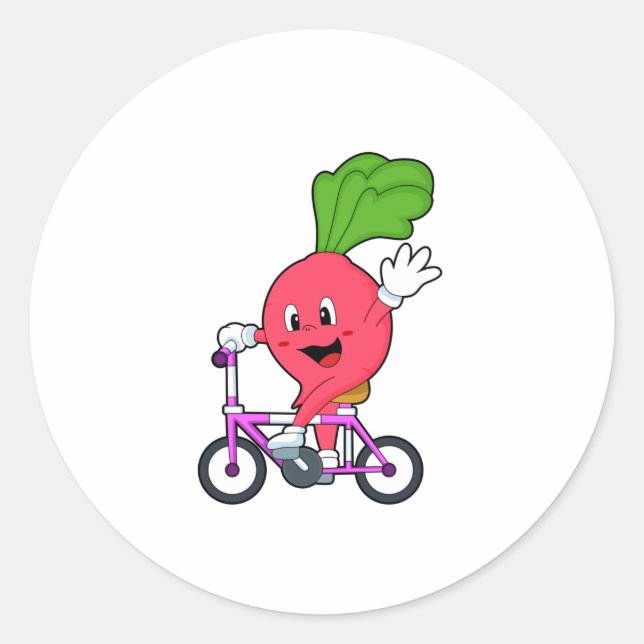 Radisch mit Fahrrad Runder Aufkleber (Vorderseite)