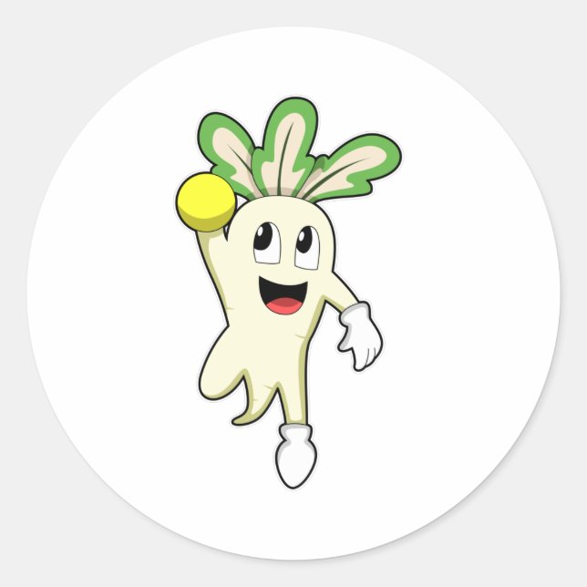 Radish at Handball player with Handball Runder Aufkleber (Vorderseite)